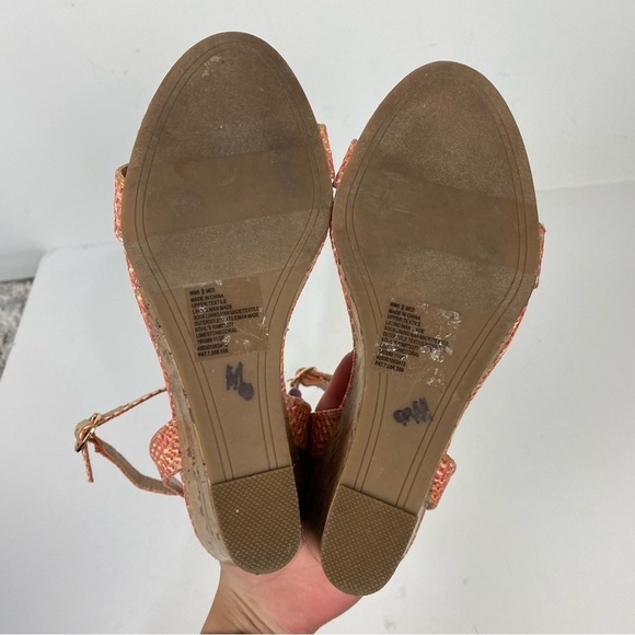 Lauren Conrad Pink Tweed Open Toe Cork Wedge Sandals Barbie - Picture 5 of 6